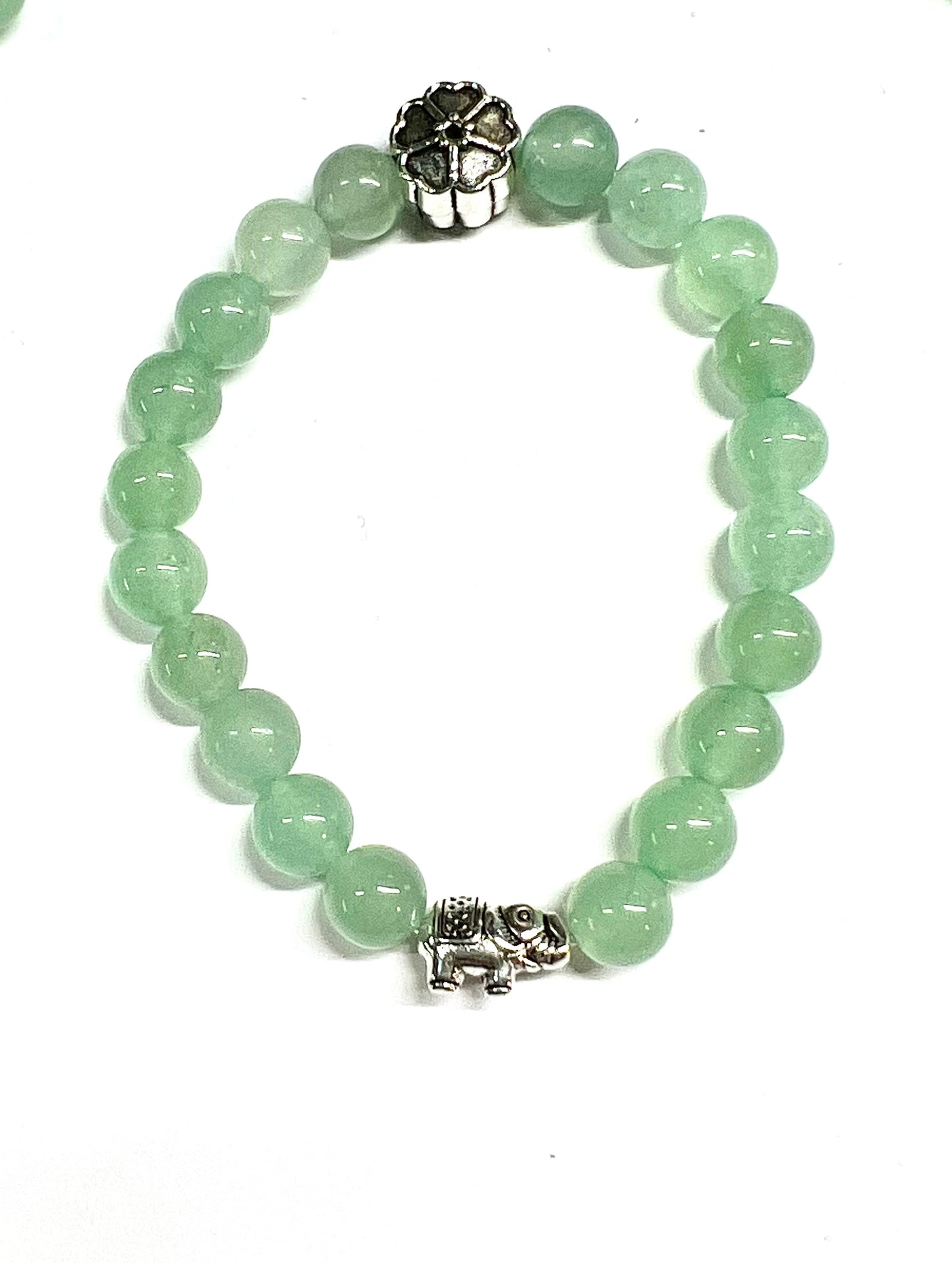 Green aventurine elephant necklace/bracelet set