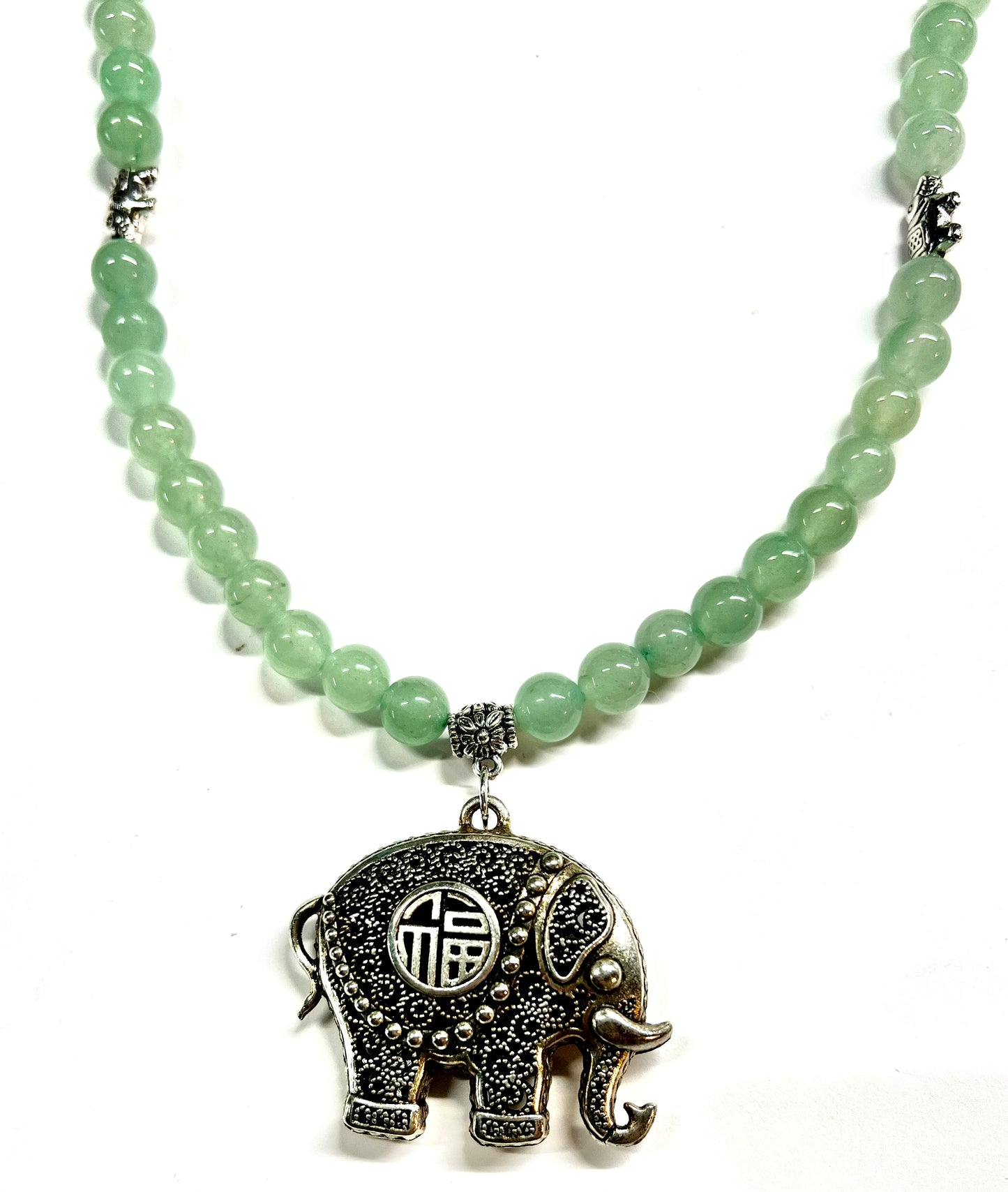 Green aventurine elephant necklace/bracelet set