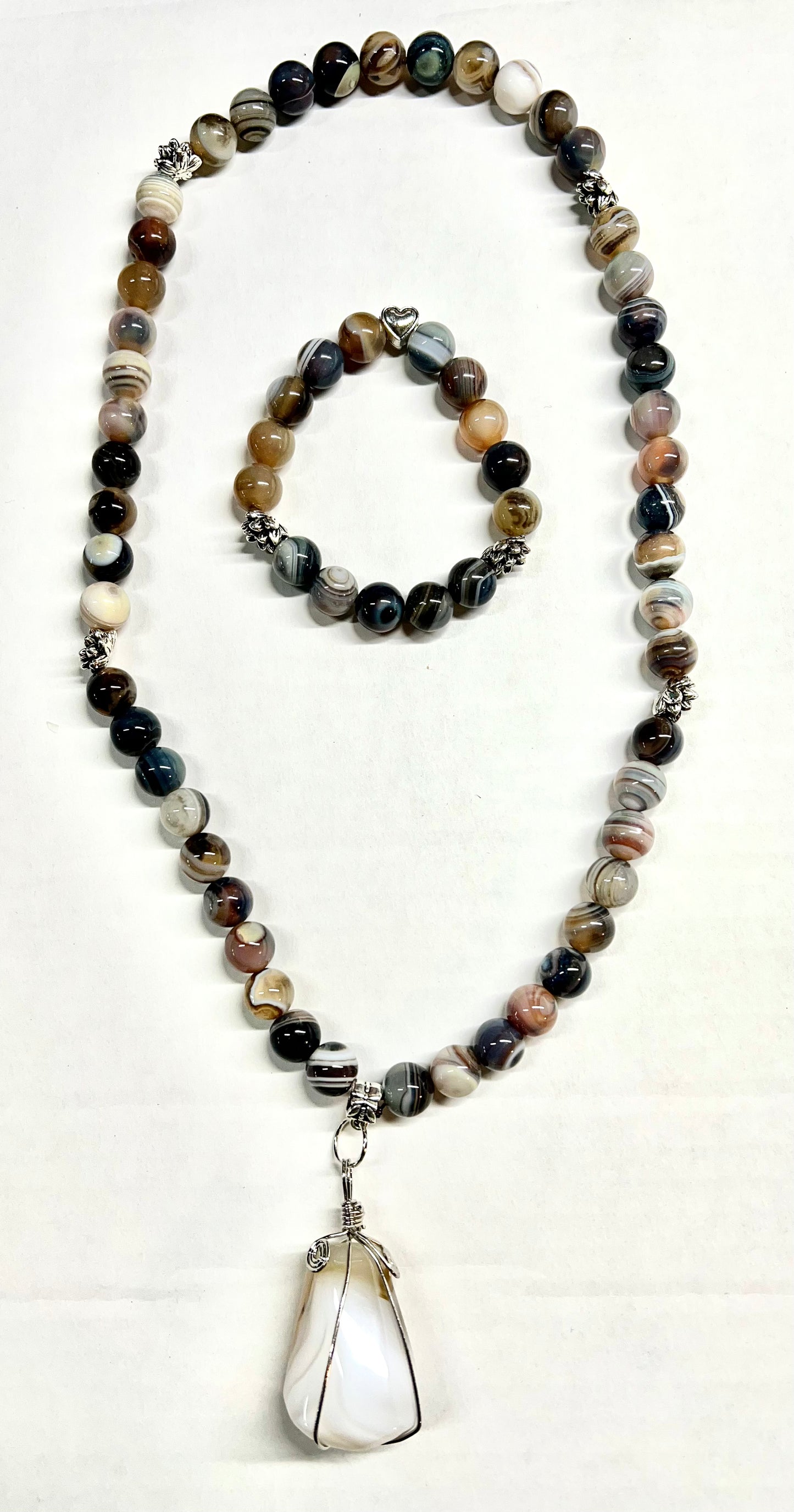 Botswana agate bracelet/necklace set