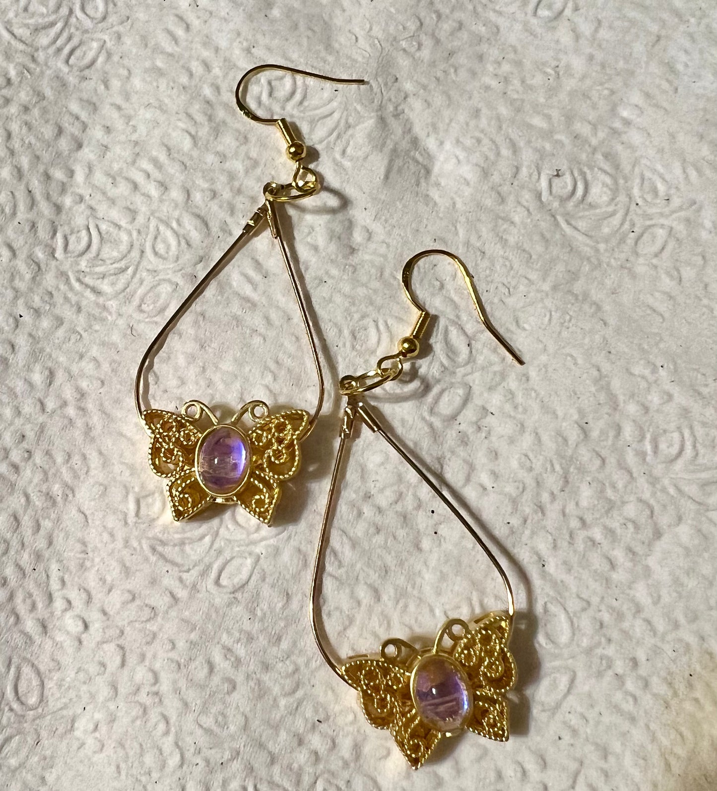 Golden butterfly earrings