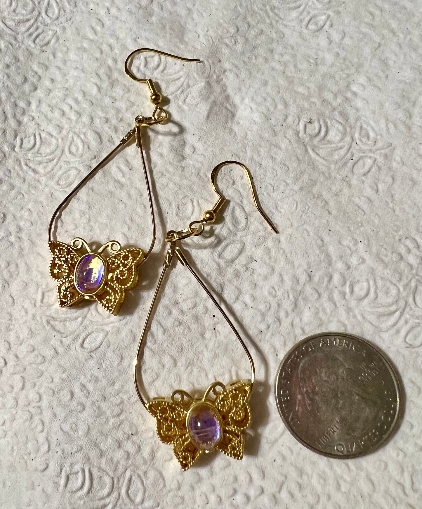 Golden butterfly earrings