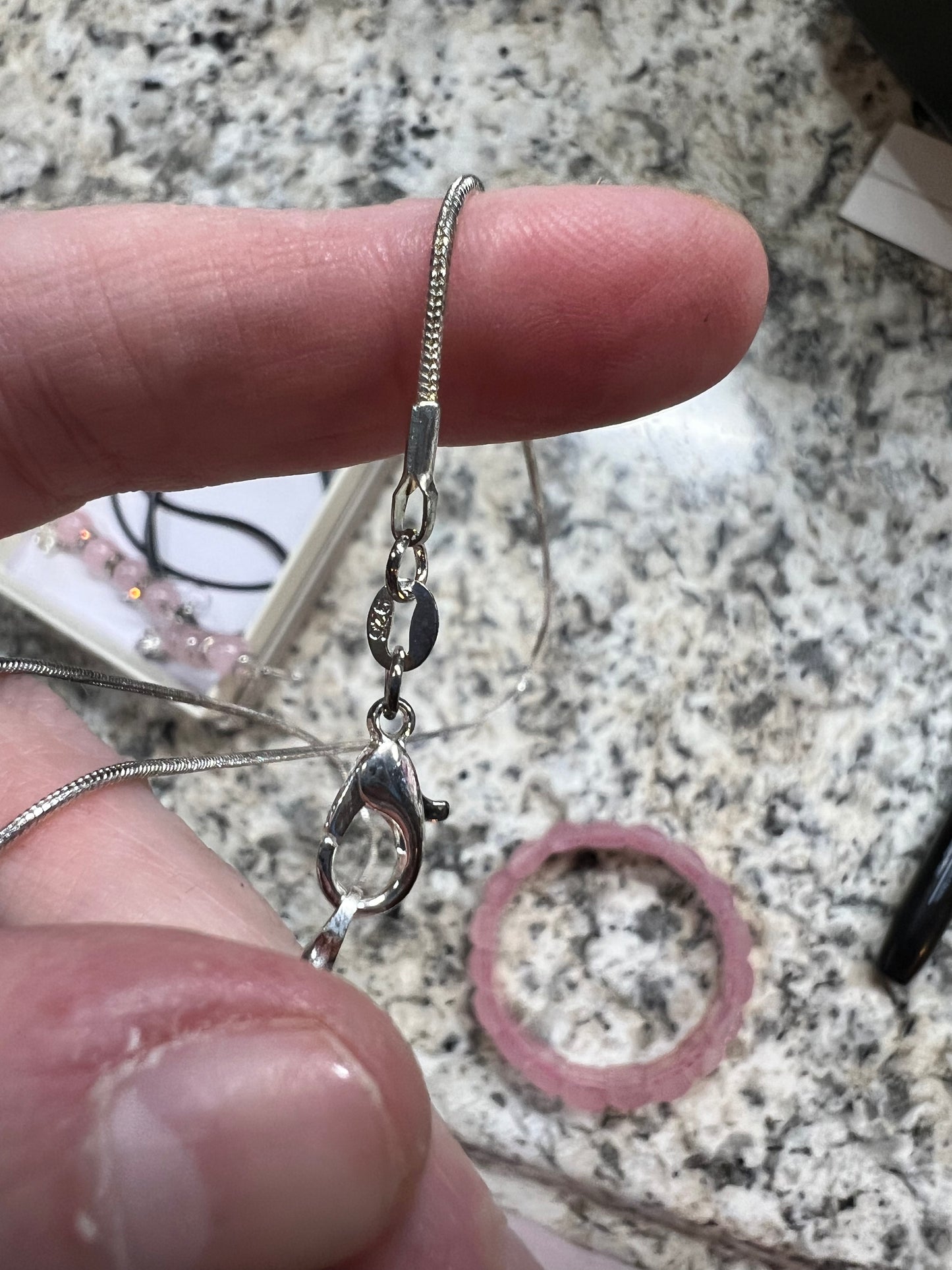Rose quartz necklace/earrings/bracelet set
