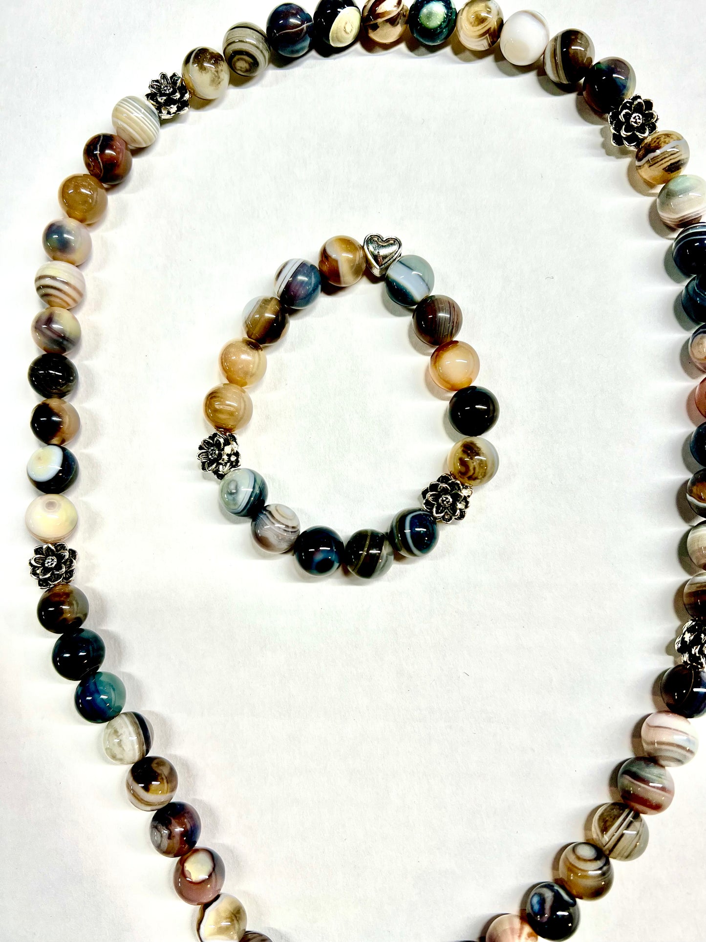 Botswana agate bracelet/necklace set