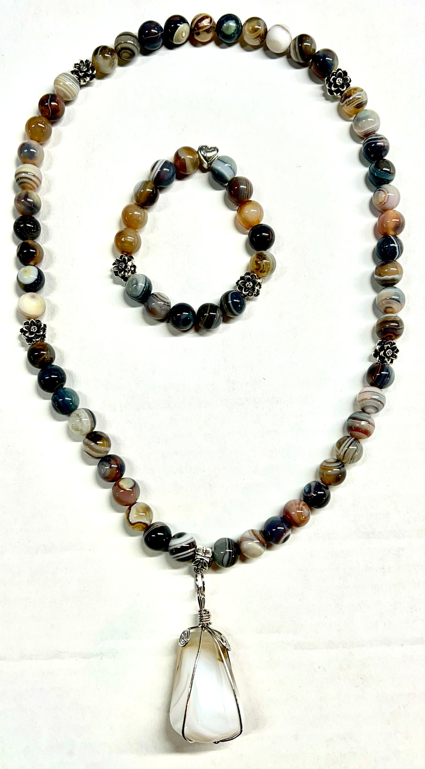 Botswana agate bracelet/necklace set